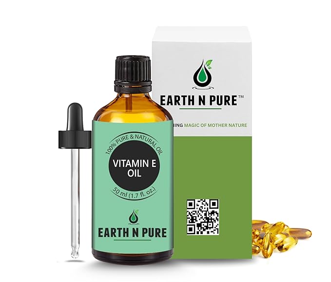 Earth N Pure Vitamin E Oil Therapeutic Grade for Skin, Hair and Nails with Glass Dropper - 50 ml