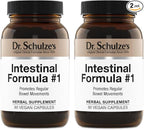 Dr. Schulze's Intestinal Formula #1 - Bowel Movement Supplement for Colon Health Support - Bloating & Constipation Aid - Intestinal Cleanse - All-Natural - Plant-Based - Vegan - 90 Count (2 Pack)