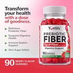 Yum-Vs - Prebiotic Fiber Gummies for Adults & Kids - 5g Digestive Aid Gummy Fiber Supplement - Keto Friendly Prebiotic Daily Fiber Supplement for Women & Men - No Sugar Added Dietary Fiber (90 Count)