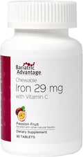Bariatric Advantage Chewable Iron 29 mg - for Bariatric Surgery Patients - Iron with Vitamin C - No Iron Taste - Ferrous Fumarate & Carbonyl Iron Supplement - Passion Fruit - 90 Count