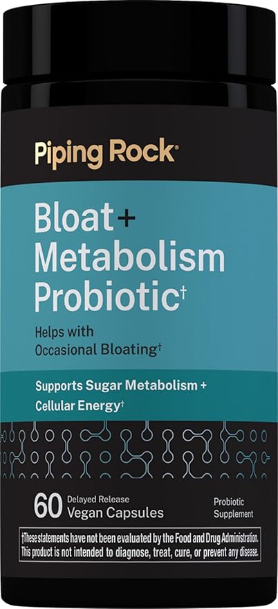 Piping Rock Bloat and Metabolism Probiotic | 90 Capsules | 14 Strain Probiotic Blend | Supports Regularity, Sugar Metabolism, and Cellular Energy for Men and Women | Non-GMO and Gluten Free
