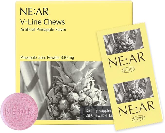 NE:AR V-Line Chews – Herbal Anti-Bloat Formula with Circulation & Water Balance Support – Daily K-Chewables for Puffiness, Digestion & Wellness – Pineapple Flavor