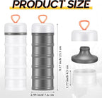 Baderke 4 Pcs Protein Powder Container 5 Layers Stackable Leakproof Container Powder Dispenser with Funnels Stand Keychain Flour Canister for Workout Fitness(Gray, White)