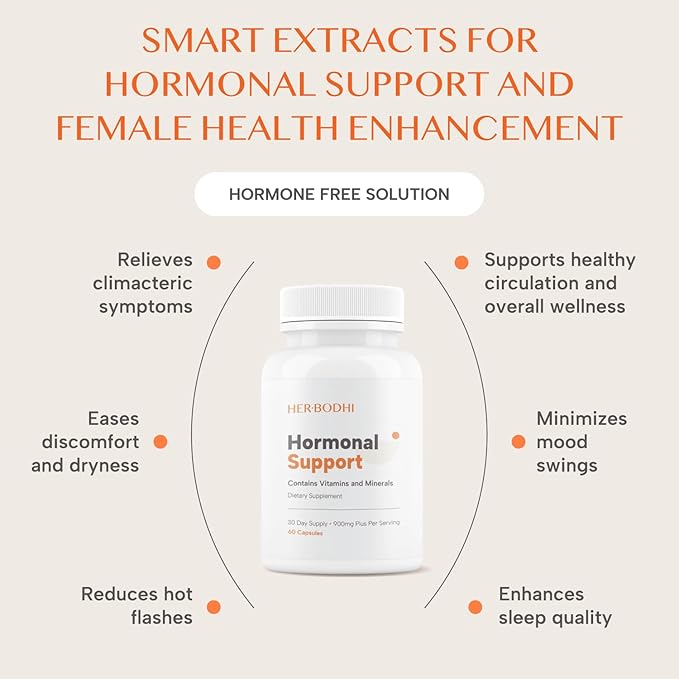 Hormonal Support - Hormone Balance Supplement for Women, PMS Support Supplement & Hormone Harmony for Women, Supports Energy, Mood Swings, Hot Flashes, Menopause Hormonal Balance (60 Caps)