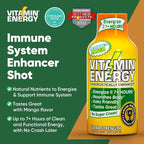 Vitamin Energy Immune+ Extra Strength Energy Shot Mango 12 Pack, 260mg Natural Caffeine, B-Vitamins, Citicoline, Green Tea, Immunity & Focus Support, Zero Sugar, Gluten-Free 1.93 fl oz