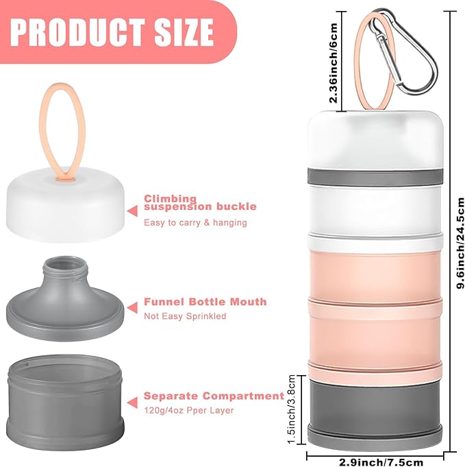 YEXEXINM 4 Pcs Protein Powder Container with Funnels Stand, 4 Stackable Protein Powder Dispenser with 4 Portable Keychain Supplement Container & Dispenser for Workout, Fitness, Travel (4 Color)