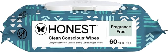 The Honest Company Hypoallergenic Multi-Use Baby Wipes for Sensitive Baby Skin, Balance Blues, 60 Count