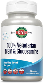 KAL 100% Vegetarian MSM & Glucosamine - Healthy Joint Support - Vegan Glucosamine and MSM Supplement - Made Without Shellfish - Lab Verified - 60-Day Guarantee - 60 Servings, 60 Tablets