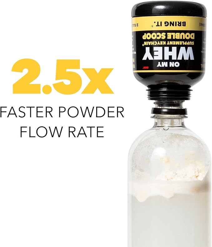 ONMYWHEY Protein Powder Container to Go - Travel Water Bottle Funnel for Mixes, Portable Pre Workout Supplement Containers & Dispenser Funnels, Mini Preworkout Supplements Holder Keychain Bottles