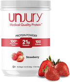 Unjury Whey Protein Powder | Strawberry | 21g 100% Whey Isolate Protein Powder | Low Carb and Lactose Free | Gluten Free | Certified Kosher | 15 Servings
