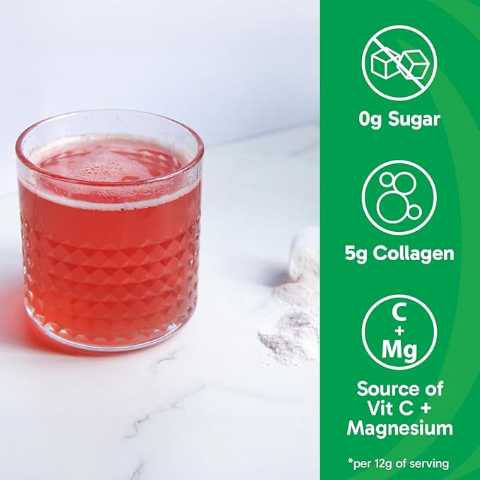 Organikа Electrolytes with Enhanced Collagen Powder for Women & Men - 13 oz - Strawberry Peach-Flavored Effervescent Electrolyte & Collagen Drink Mix - Deep Hydration, Mobility, Skin, Hair, & Nails