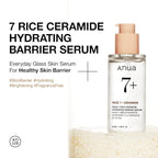 Anua Rice Ceramide 7 Hydrating Barrier Serum, Moisturizing Face Serum, Non-comodogenic, Hyaluronic Acid, Niacinamide, Lightweight, Fragrance Free, Sensitive Dry Skin, Korean Skincare, 1.69 fl oz