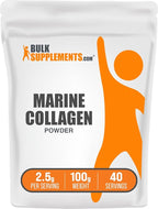 BulkSupplements.com Marine Collagen Powder - Marine Collagen Peptides Supplement, for Hair, Skin, & Nails - Hydyrolyzed & Gluten Free, 2.5g per Serving, 100g (3.5 oz) (Pack of 1)