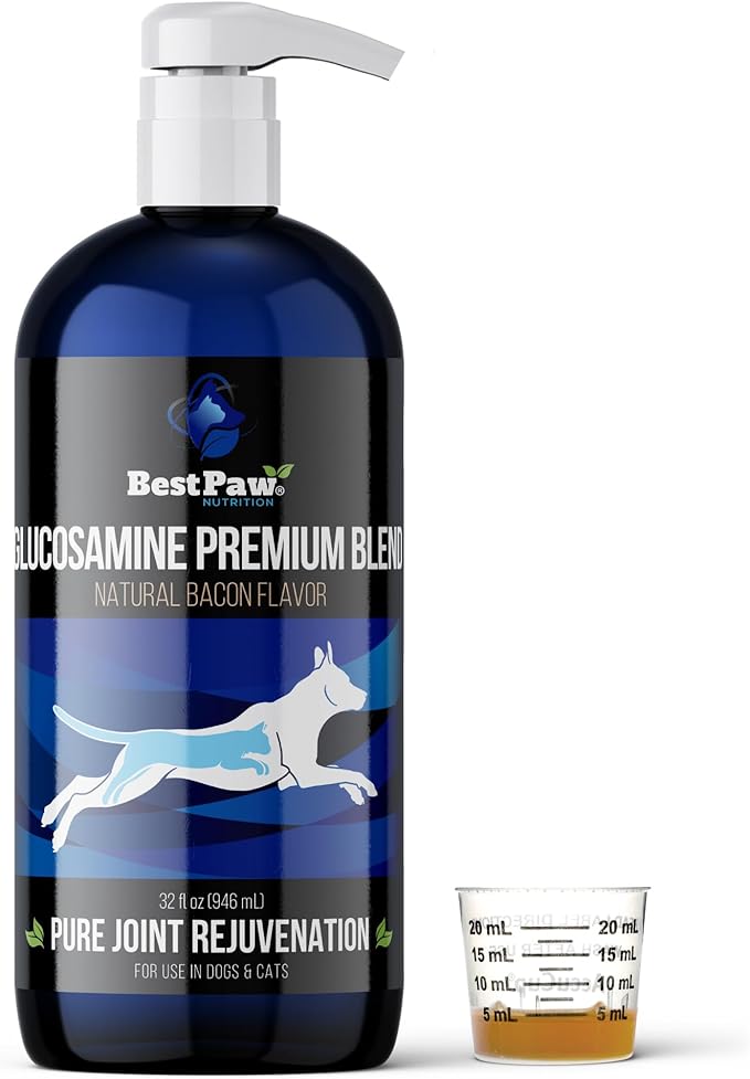 Best Paw Nutrition Liquid Glucosamine for Dogs - Glucosamine Chondroitin MSM & HA Joint Supplement for Dogs & Cats - Bacon Flavored Liquid Pump - Supports Mobility, Stiffness & Joint Comfort - 32 oz