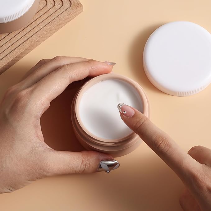 kuangre Travel Containers for Toiletries, Silicone Cream Jars BPA-Free, Leak-proof 2oz Travel Size Containers, Portable Size Silicone Jars with Lid for Cosmetic Face Hand Body Cream (4 Pack)