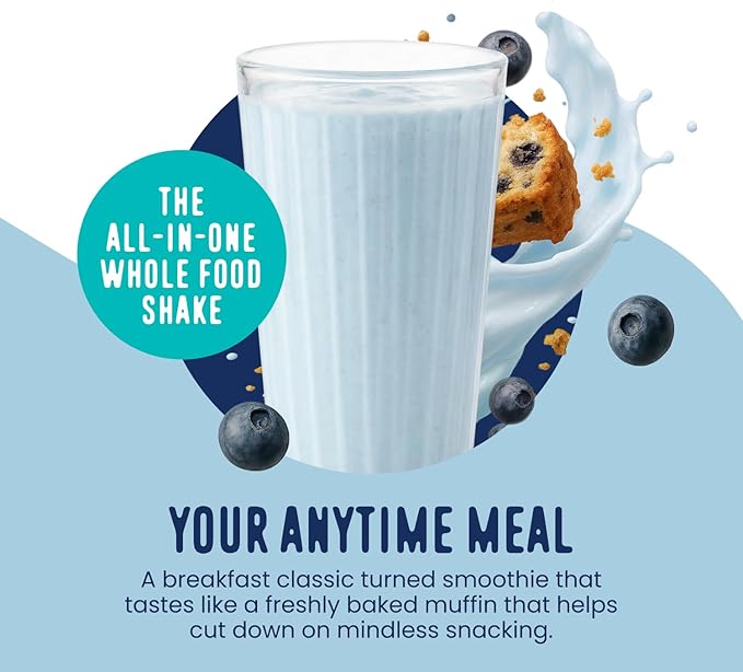 FlavCity All in One Protein Shake Powder, Blueberry Muffin - On the Go Meal Alternative + Collagen Peptides, Reishi & Cordyceps - Focus, Skin, Hair & Joint Support - 100% Grass Fed Whey, 20 Servings