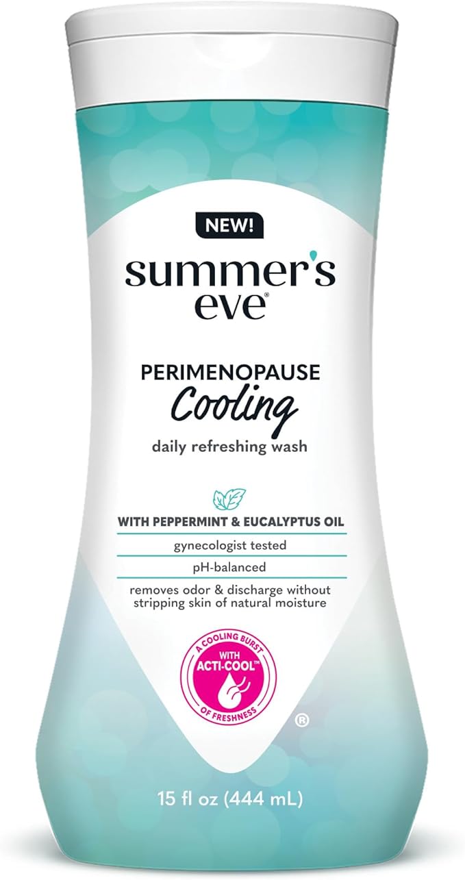 Summer's Eve Perimenopause Cooling Wash, Cooling pH-Balanced Formua with Eucalyptus to Remove Odor, 15 Fl Oz