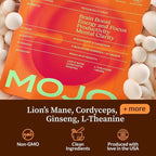 Mojo Focus Gummies with Lion’s Mane, Panax Ginseng, Ginger Root & Cordyceps, Brain Supplement for Memory and Focus, Nootropic Mushroom Gummies for Adults, Vegan Strawberry Tangerine, 2 Pack
