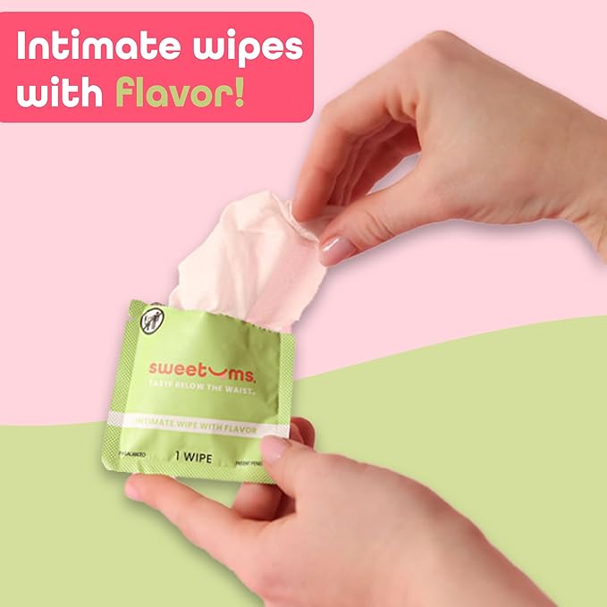 Sweetums Sample Size Feminine Wipes For Women, pH Balanced Biodegradable Flavored Intimate Wipes - Pack of 24