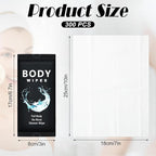 Treela 300 Pcs Large Body Wipes Bulk Deodorant Travel Size for Homeless Care Package Supplies Individually Wrapped Adults Bathing No Rinse Wet Wipes Men Women Hygiene Items(7.09" X 9.84",Black)