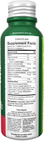 BrainJuice Energy & Focus Shot, Gluten Free Supplement, Healthy Drinks with Alpha GPC, Vitamin B & Organic Green Tea Extract Caffeine, Strawberry Lemonade, 2.5 fl oz, 12 pack