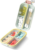 7 Compartments Travel Pill Organizer, Foldable Portable Airtight Daily Pill Box, Compact Pill Case for Purse & Pocket, BPA-Free Medicine Organizer for Vitamins Fish Oil Supplements (Green)