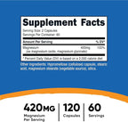 Nutricost Magnesium+ Extra Strength 420mg, 120 Capsules - 60 Servings. Magnesium Oxide and Glycinate - Non-GMO, Gluten Free, Vegan Friendly