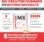 Creatine Monohydrate Gummies for Men & Women – Real Fruit Gummy Supplement for Muscle Growth, Recovery, Longevity, Cognitive Health & Memory – 90 Chews (90 Gummies, Strawberry Lemon)