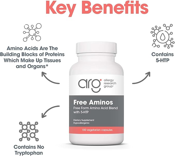 Allergy Research Group Free Aminos Supplement - Lean Muscle Mass Support, Vegetarian Capsules - 100 Count