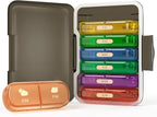 Weekly Pill Organizer 2 Times a Day, 7 Day Pill Box 2 Times, Portable for Travel Pill Case for Pills/Vitamin/Fish Oil/Medication/Supplements (2x7 Black+Rainbow)