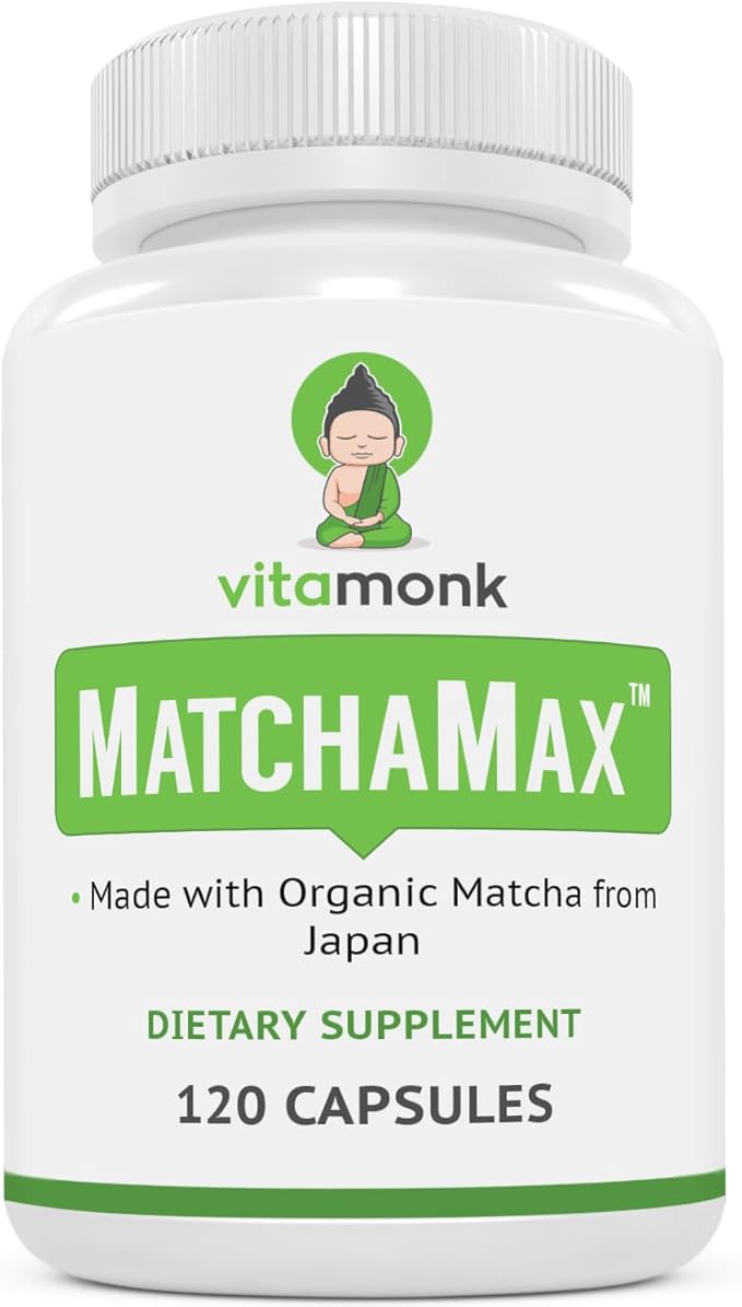 MATCHAMAX™ Organic Japanese Matcha Capsules - Pure Organic Matcha Green Tea Pills for Smooth Zen-Like Energy and Natural Mood Boost - Vegan Matcha Supplement Packed with Antioxidants - 120ct
