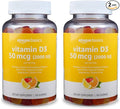 Amazon Basics Vitamin D3 2000 IU Gummies, Orange, Lemon & Strawberry, 160 Count (2 per Serving) (Previously Solimo) (Pack of 2)