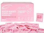 Air Jungles 250 Count Bulk Makeup Remover Wipes, Individually Wrapped Cleansing Face Lid Eyes Waterproof Makeup, Infused with Vitamin E for All Skin Types, Fragrance-Free-Hotel Travel Size Toiletries