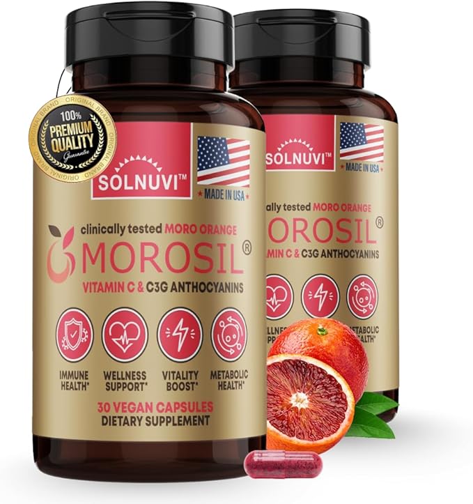 Morosil Clinically Tested C3G Supplement - Metabolism, Antioxidant, Wellness Support for Men & Women - 400mg Moro Red Orange Extract - 30 Veggie Capsules - Non-GMO, Gluten-Free, Vegan-Friendly