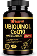 Ubiquinol CoQ10 400mg Softgels with Vitamin E & Omega-3, Max-Absorption Coenzyme Q10, Powerful Antioxidant, Supports Heart Health & Energy-Production,120 Count, Non-GMO