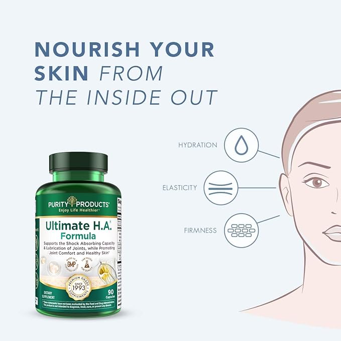 Purity Products Ultimate H.A. Formula - Clinically Studied BioCell Collagen - Dynamic Hyaluronic Acid Support for the Joints and Skin - 90 Count per Bottle (3 Bottles) - from