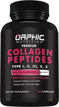 ORPHIC NUTRITION Collagen Peptides Capsules for Women,1800mg Multi Collagen Pills Types I, II, III, V, X - Supports Digestive Health Maintaining Strong Joints, Tendons, Ligaments and Muscles* 90 Caps