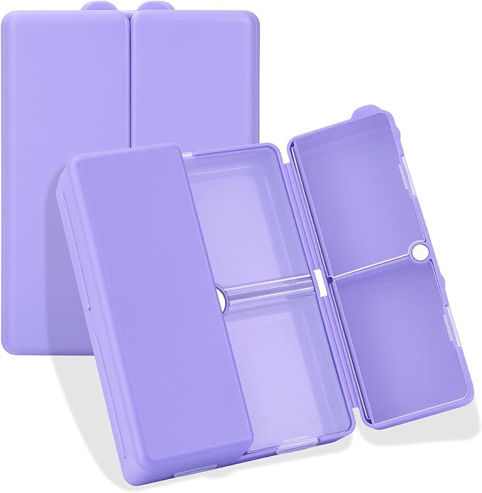 FYY Daily Pill Organizer,7 Compartments Portable Pill Case Travel Pill Organizer,[Folding Design] Large Pill Box for Purse Pocket to Hold Vitamins,Cod Liver Oil,Supplements and Medication-Purple