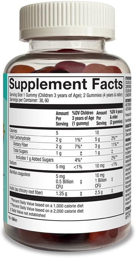 Amazon Basics Kids Kids Probiotic + Prebiotic Gummy, 60 Count