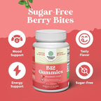 Vitamin B12 Gummies for Adults - Sugar Free Vitamin B12 1000 mcg Chewable Gums for Energy & Mood Support Immune & Nerves Health - Kosher Non-GMO & Gluten Free Supplement for Women & Men - 90 Count