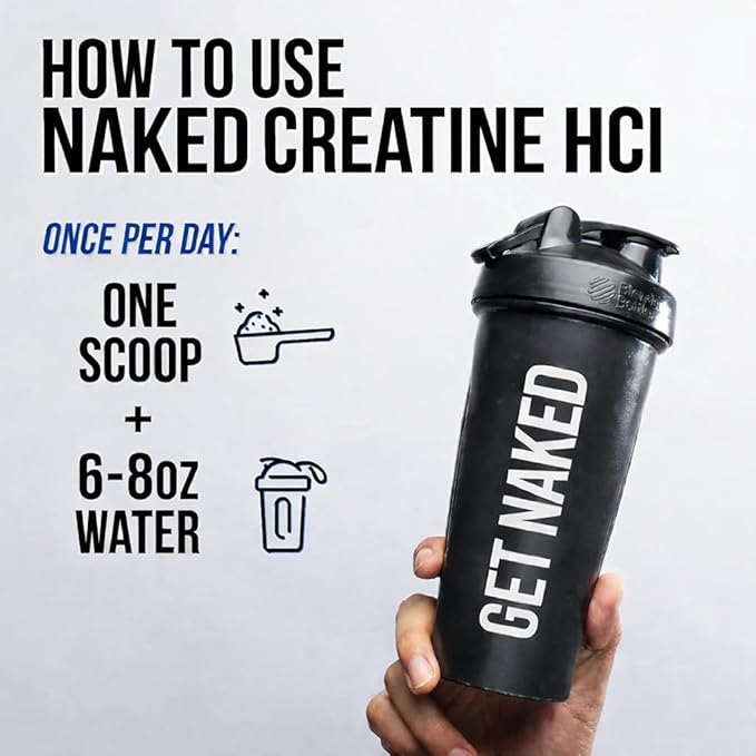 NAKED Lean Creatine HCl Powder, 100 Servings - Con-Cret Creatine Hydrochloride with Organic Prickly Pear Extract, Electrolytes - Muscle Growth, Strength & Cognitive Support - Unflavored