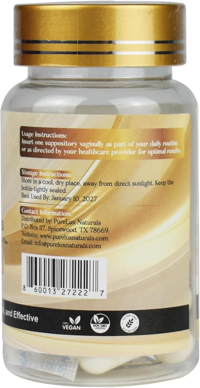 PureLux Boric Acid Feminine Wellness Support 800mg Size 000 30 Count Fragrance-Free Personal Care Formula