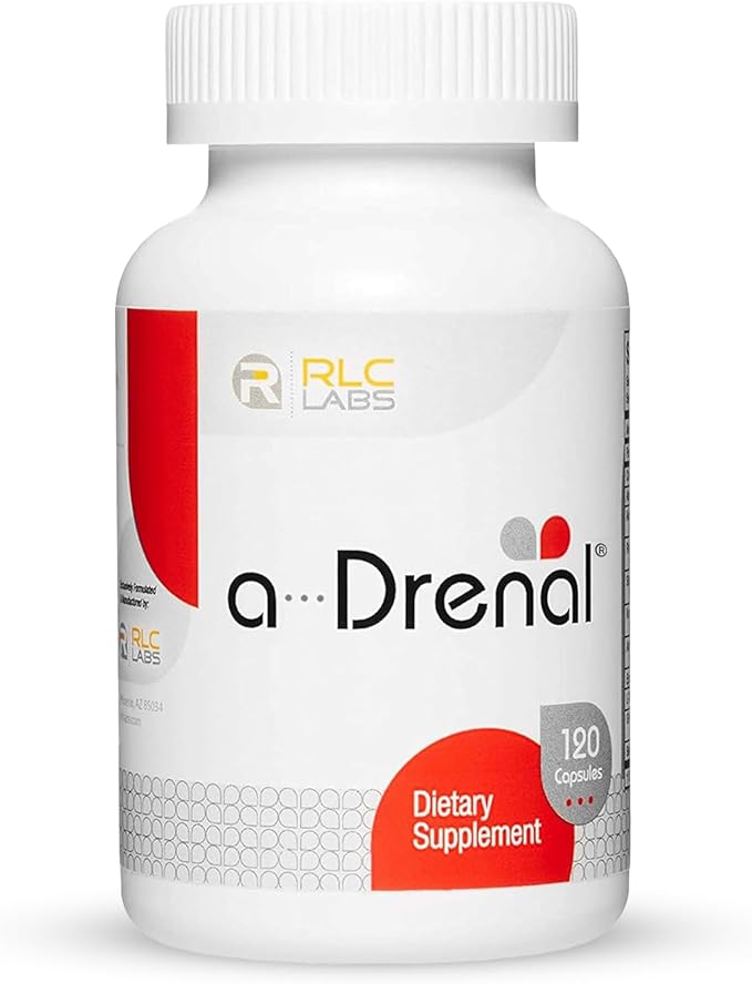 RLC Labs a-Drenal, 120 Capsules - Herbal, Cortisol Supplement with Ashwagandha, Ginger & Rhodiola to Support Balance, Mood, Energy & Vitality - Adrenal Support Formula (1 Month Supply)