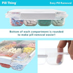 20 Compartment Large Pill Case with Airtight Seal - Silicone Gasket Waterproof Med Box with Medication Map & Medical Alert Card (Clear, 2 Pack)