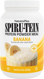 NaturesPlus SPIRU-TEIN, Banana - 4.5 lbs - Plant-Based Protein Shake - Non-GMO, Vegetarian, Gluten Free - 60 Servings