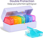 Zoksi Weekly Pill Organizer 2 Times a Day, Purple 7 Day Am Pm Pill Box, Daily Am Pm Pill Organizer 7 Day, Portable Vitamin Pill Case, Weekly Pill Box for Fish Oils, Vitamin, Supplement