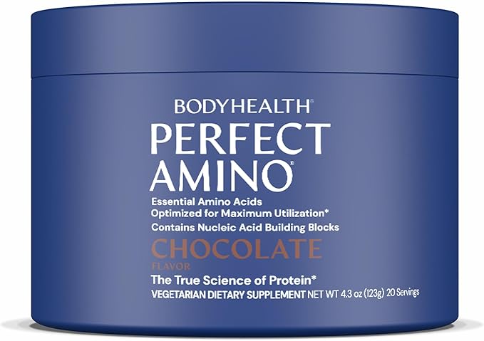 BodyHealth PerfectAmino - BCAA and EAA Powder for Pre and Post Workout - Amino Acid Energy Drink for Men and Women to Support Lean Muscle and Recovery - Chocolate - 20 Servings