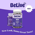 BeLive Iron Gummies - Multivitamin Supplement with Vitamin C, A, B & Zinc, Supports Blood Oxygen, Vegan Iron Supplements for Women, Men & Kids for Growth and Development - Grape Flavor | 1-Pack