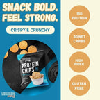 Protein Chips, 14g Protein, 3g-4g Net Carbs, Gluten Free, Keto Snacks, Low Carb Snacks, Protein Crisps, Keto-Friendly, Made in USA (Sea Salt Vinegar, 4 Pack)