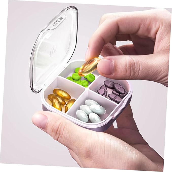 1Pc Mini Portable Medicine Storage Container Travel Case with Compartments Lightweight and Durable for Storing Pills Jewelry and More for Home Office